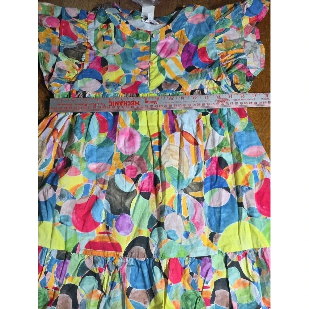 TCEC Women's Colorful Tiered Dress Woth Slip Fuchsia M NWT - Picture 6 of 9